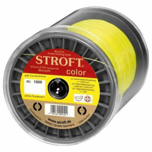Fir monofilament Stroft Color, galben-fluo, 1000m (Diametru fir: 0.22 mm)