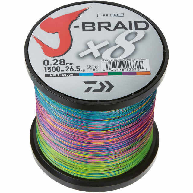 Fir Daiwa J-Braid X8 Multicolor, 1500m (Diametru fir: 0.24 mm)
