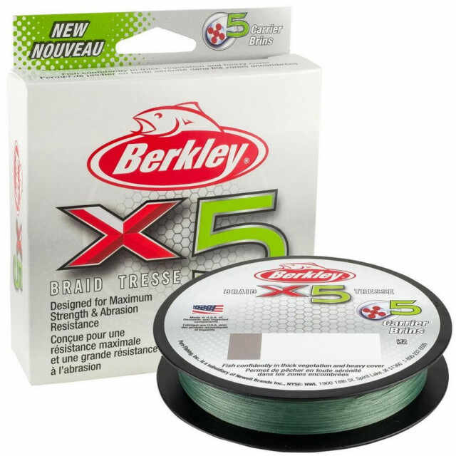 Fir textil Berkley X5 Low Vision, verde, 150m (Diametru fir: 0.12 mm)