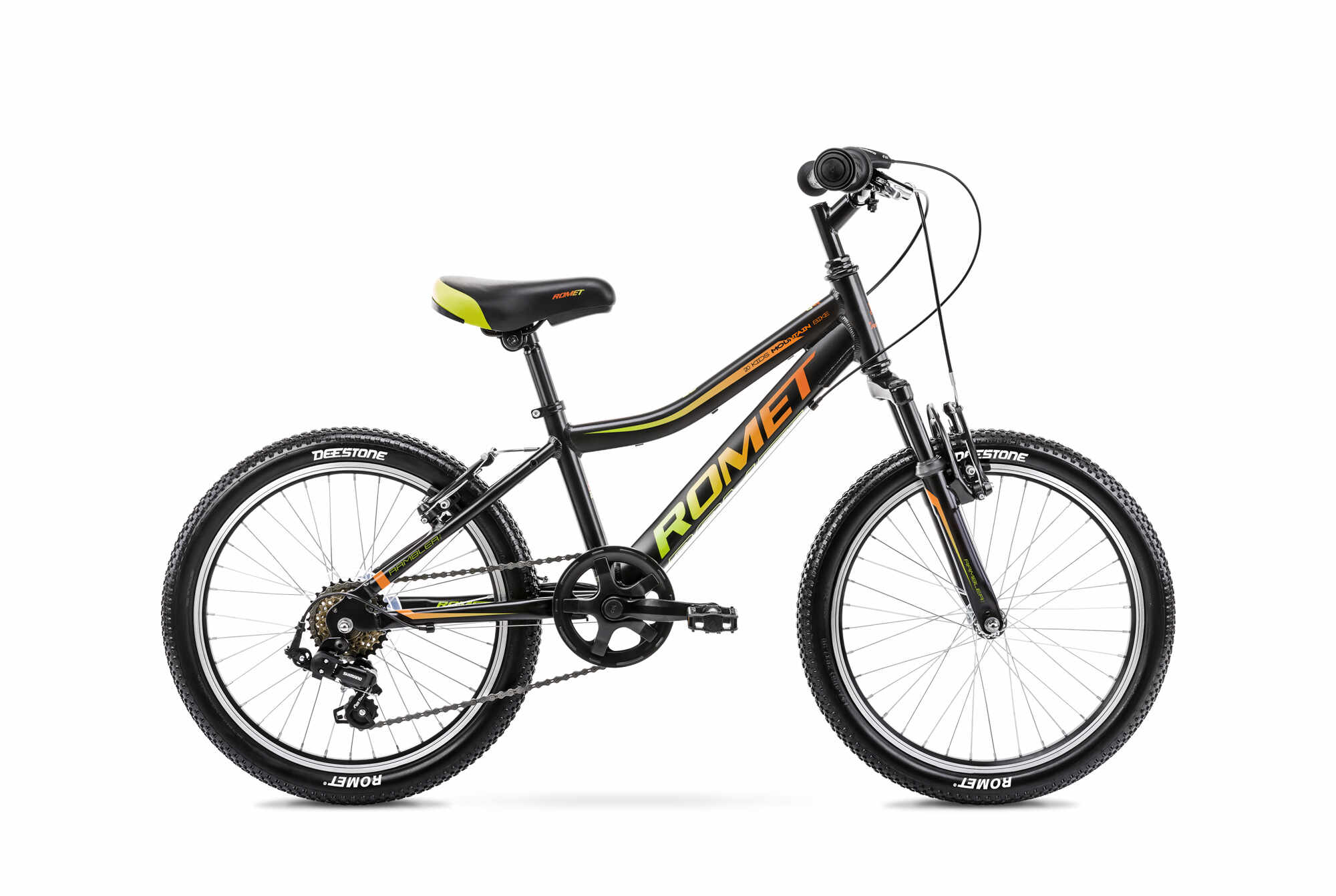 Bicicleta pentru copii Romet Rambler Kid 2 Negru/Portocaliu/Verde 2022