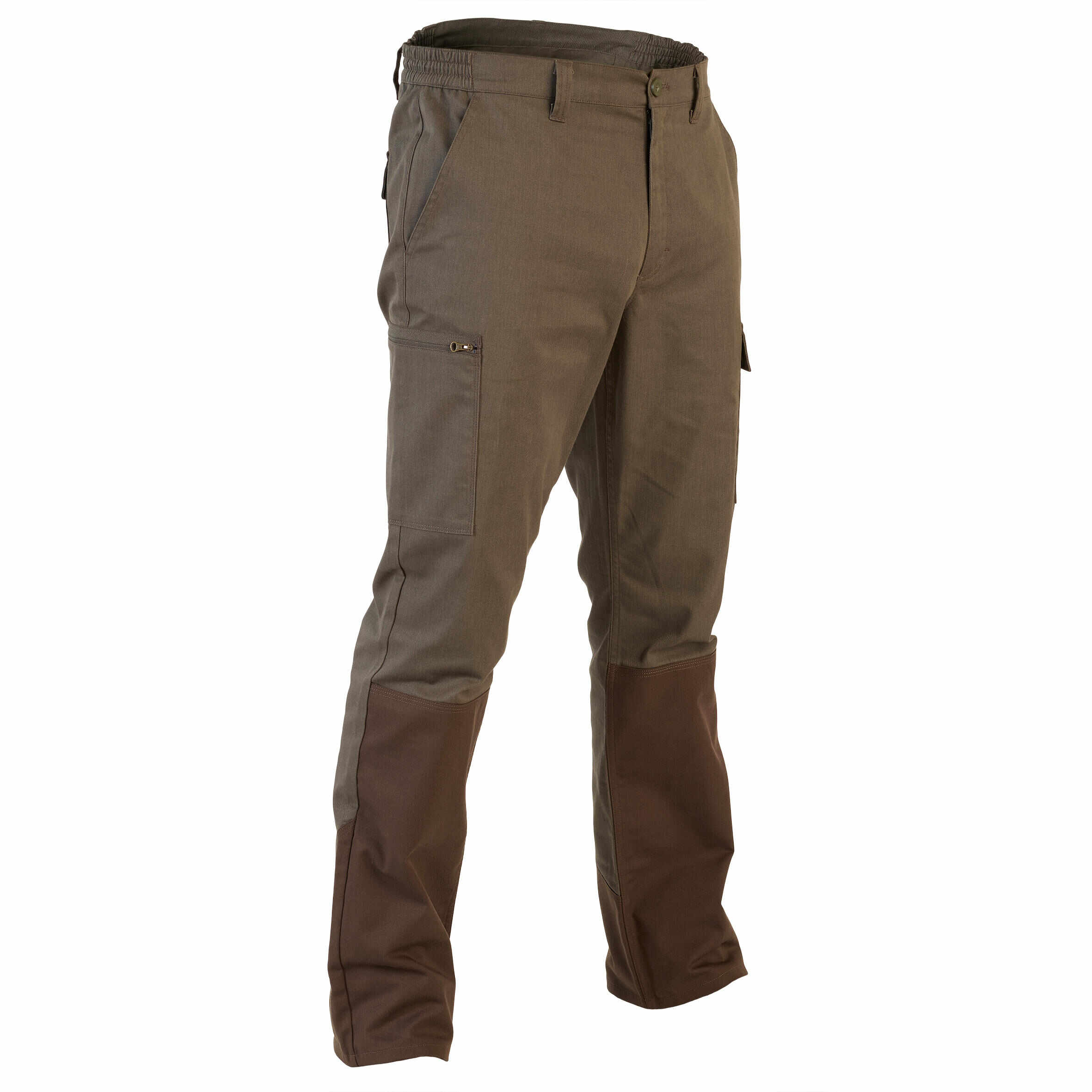 Pantalon stepă 320 Rezistent Respirant Verde- maro Bărbați