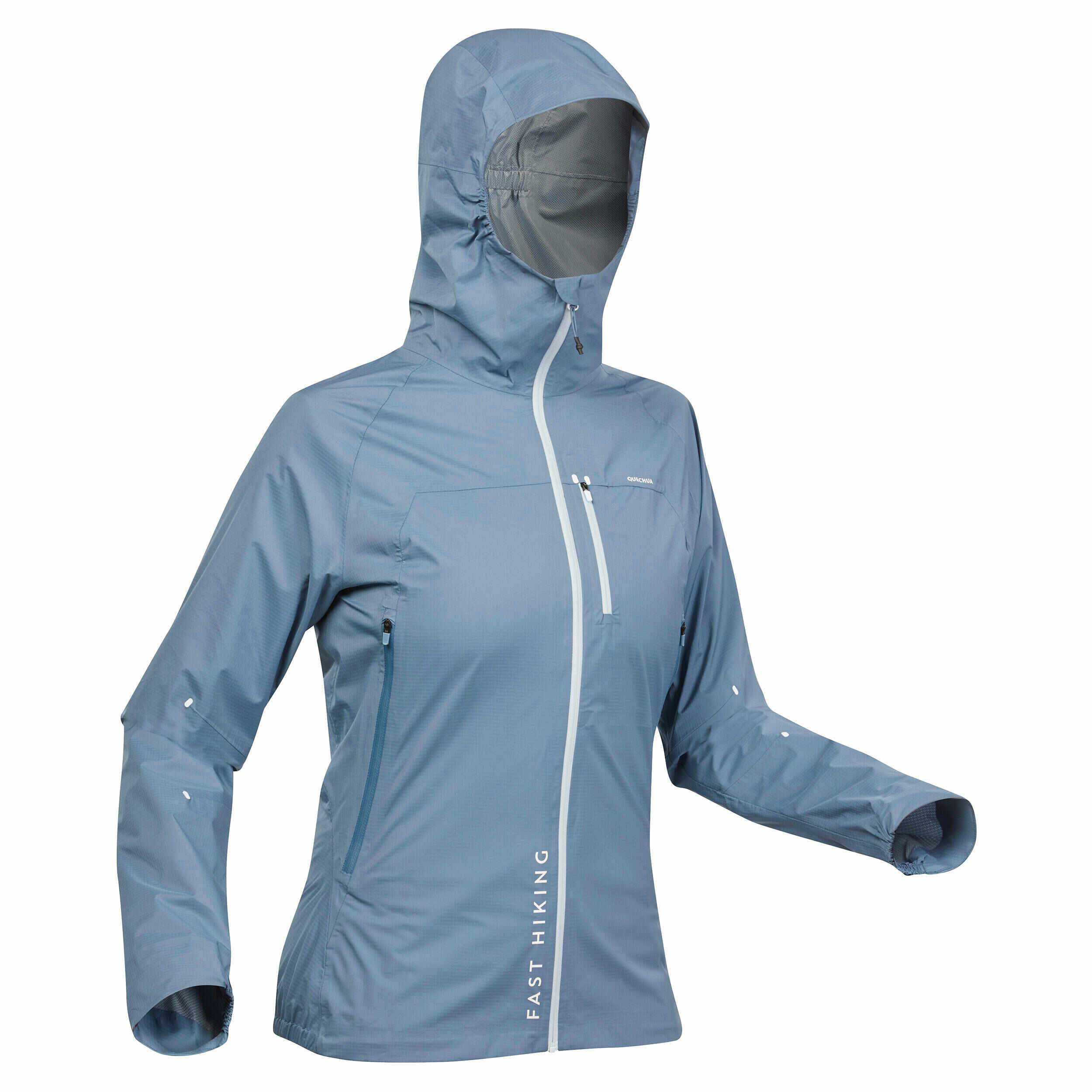 Jachetă Impermeabilă Foarte Ușoară Drumeţie Rapidă FH500 Rain Albastru Damă