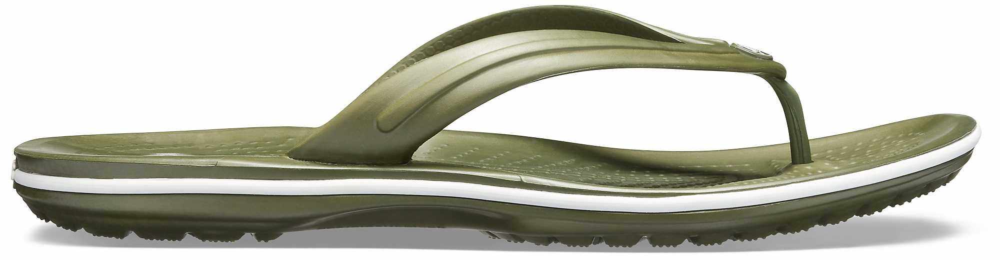 Slapi Crocs Crocband Flip Verde - Army Green/White