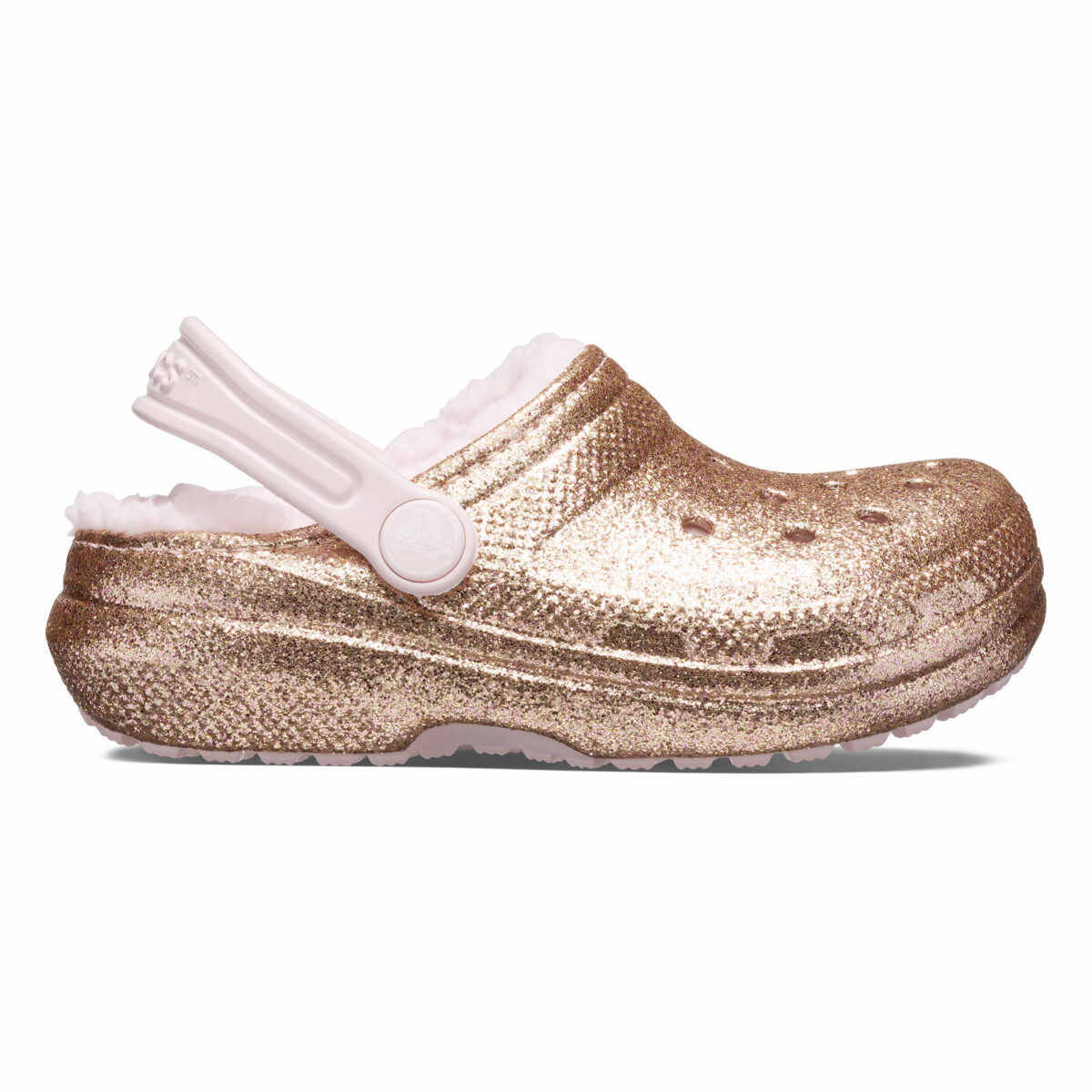 Saboti Crocs New Classic Glitter Lined Clog Kids Roz - Gold/Barely Pink