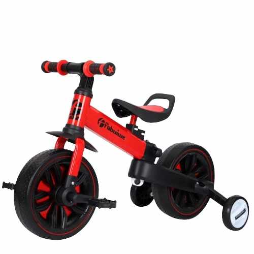 Bicicleta Go Kart Day pentru copii, 2-3 ani, cu roti ajutatoare, roti 10 inch, rosu