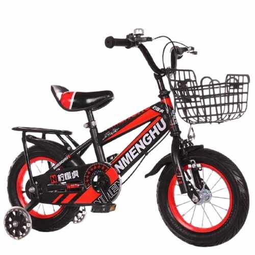 Bicicleta copii, Go kart Noe, 14 inch, roti ajutatoare silicon, sonerie, cosulet, portbagaj, 3-5 ani, rosie