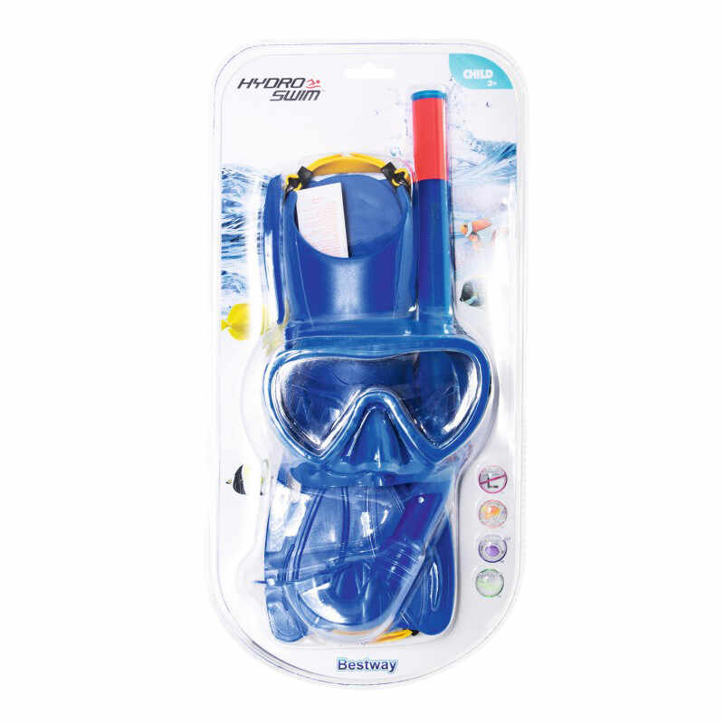 Set de scufundare pentru copii Bestway cu masca de scufundari, tub de respiratie si labe de inot, albastru