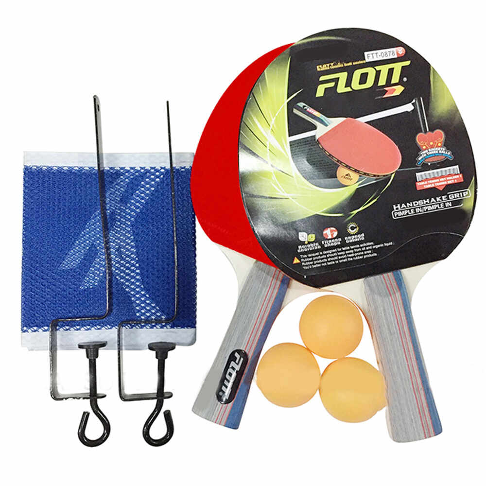 Set palete tenis de masa cu 3 mingi + fileu FLOTT, FTT0878