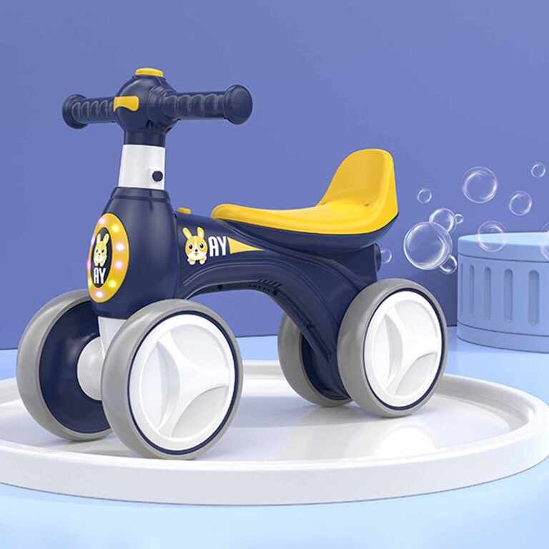 Bicicleta Go Kart fara pedale cu roti silentioase Bunny, pentru copii, negru-galben,muzica lumini si baloane de sapun