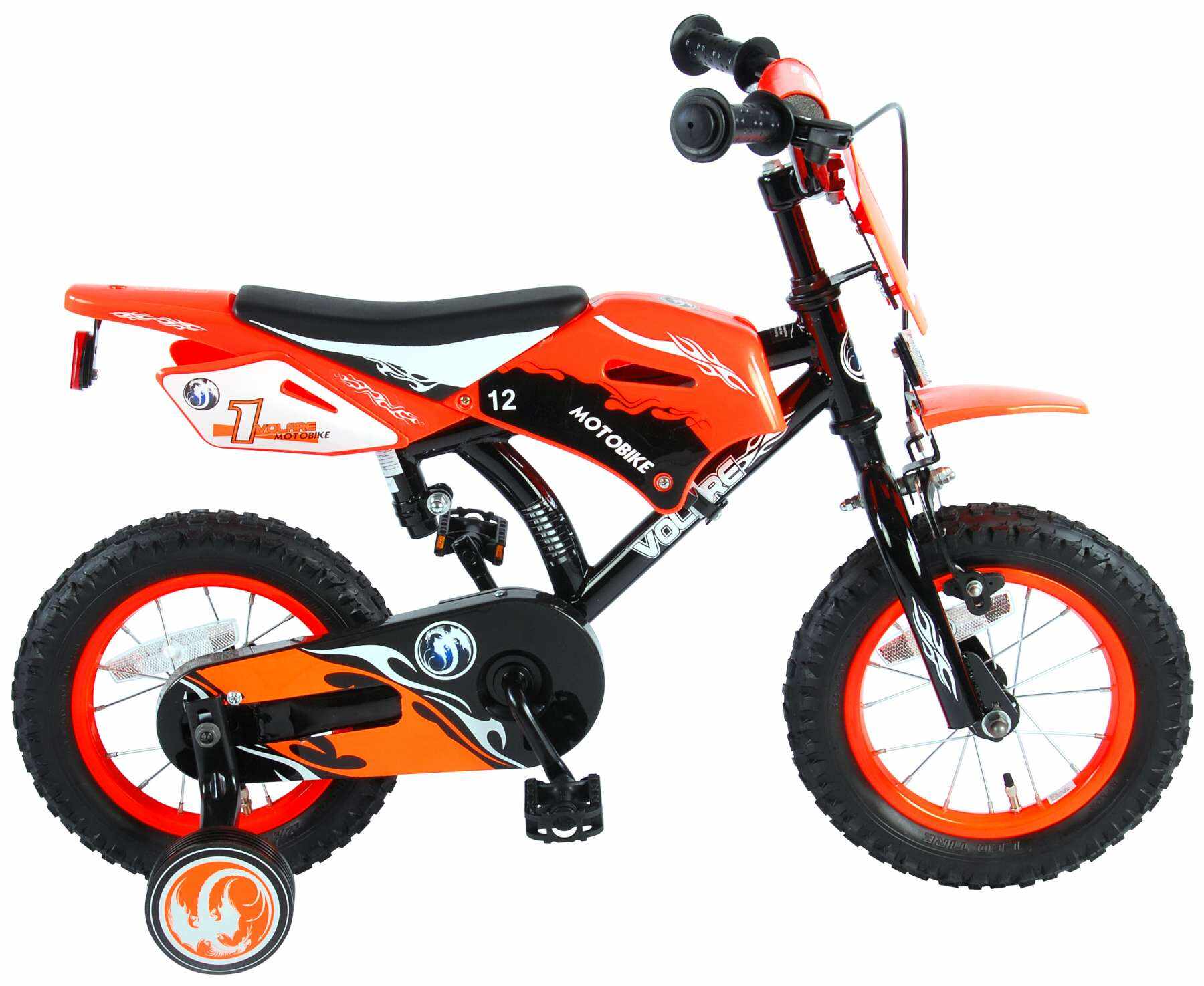 Bicicleta pentru copii Volare Motorbike - Baieti - 12 inch - Portocaliu - 95 asamblat culoare Portocaliu