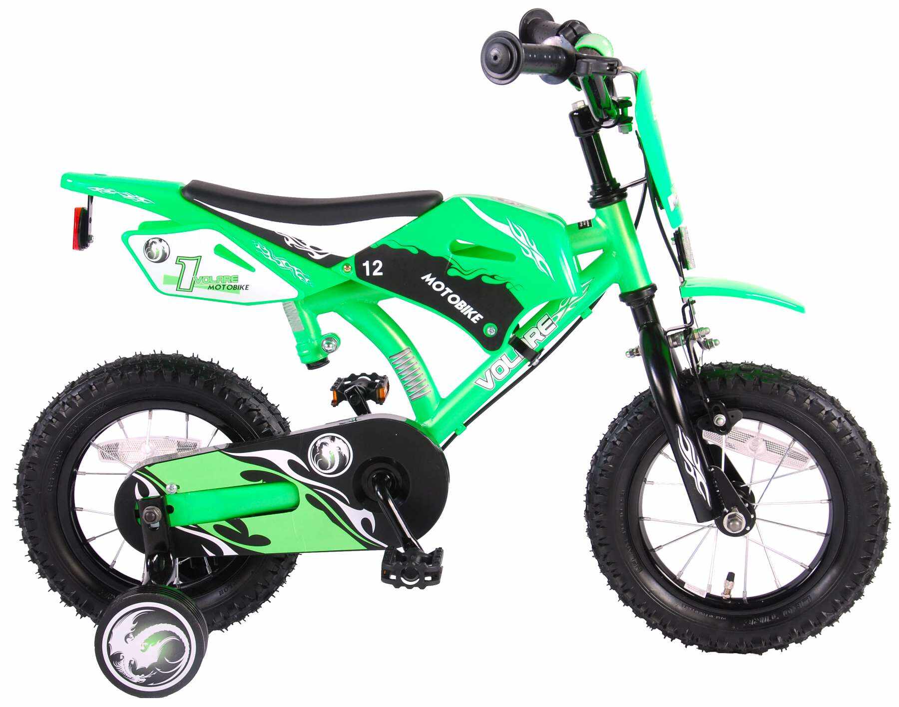 Bicicleta pentru copii Volare Motorbike - Baieti - 12 inch - Verde - doua frane de mana culoare Verde