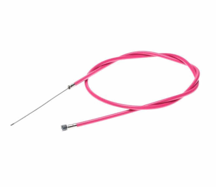 Cablu frana fata cu teaca, pentru biciclete, lungime cablu 1000mm, lungime teaca 850mm, culoare roz