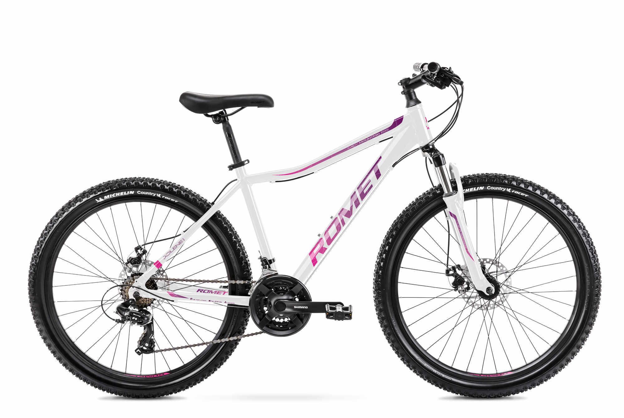 Bicicleta de munte pentru femei Romet Jolene 6.2 marimea S/15 Alb/Roz/Violet 2022
