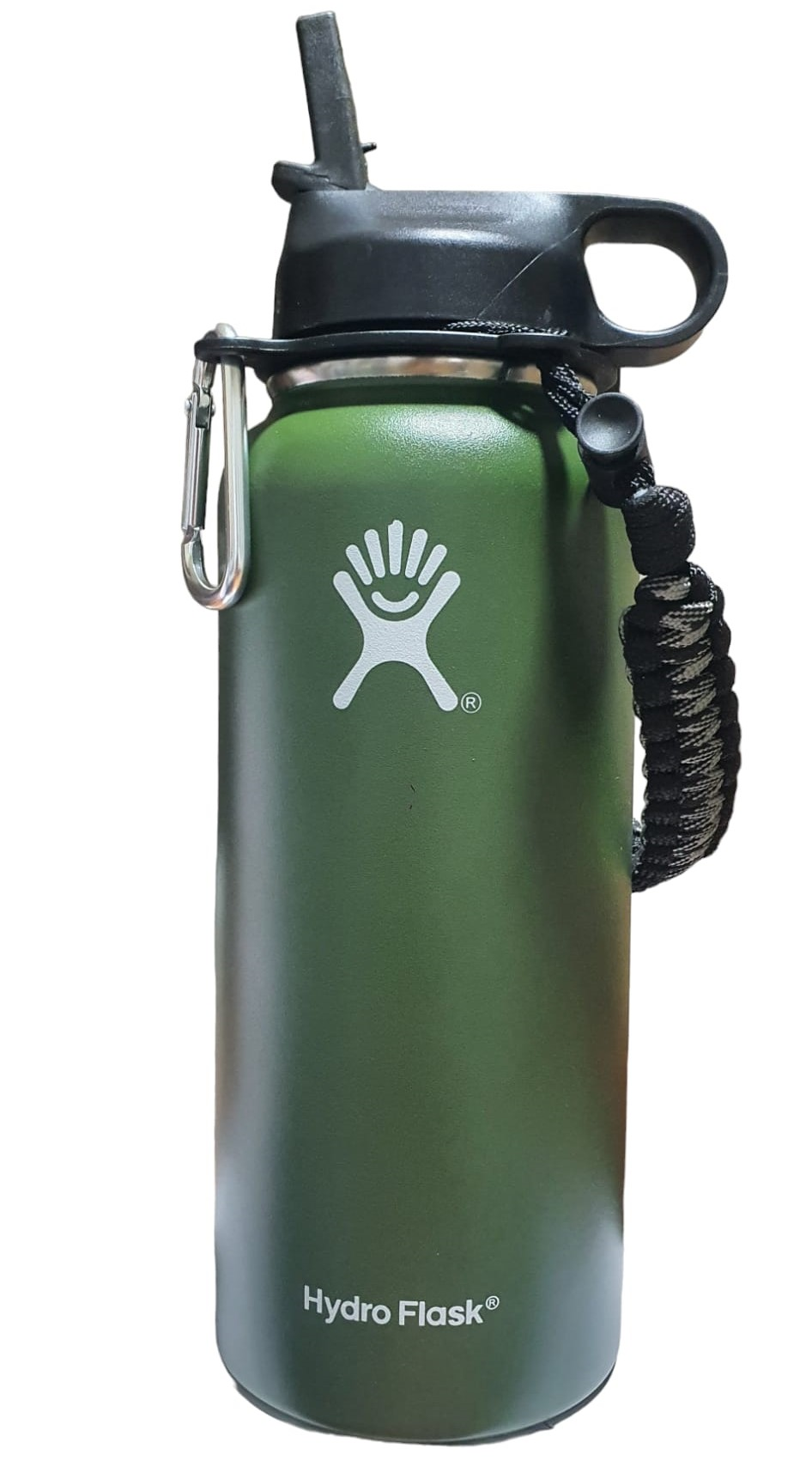 Sticla de apa Hydro Flask din otel inoxidabil si izolata in vid cu capac, sistem de prindere si pai 946 ml, verde army