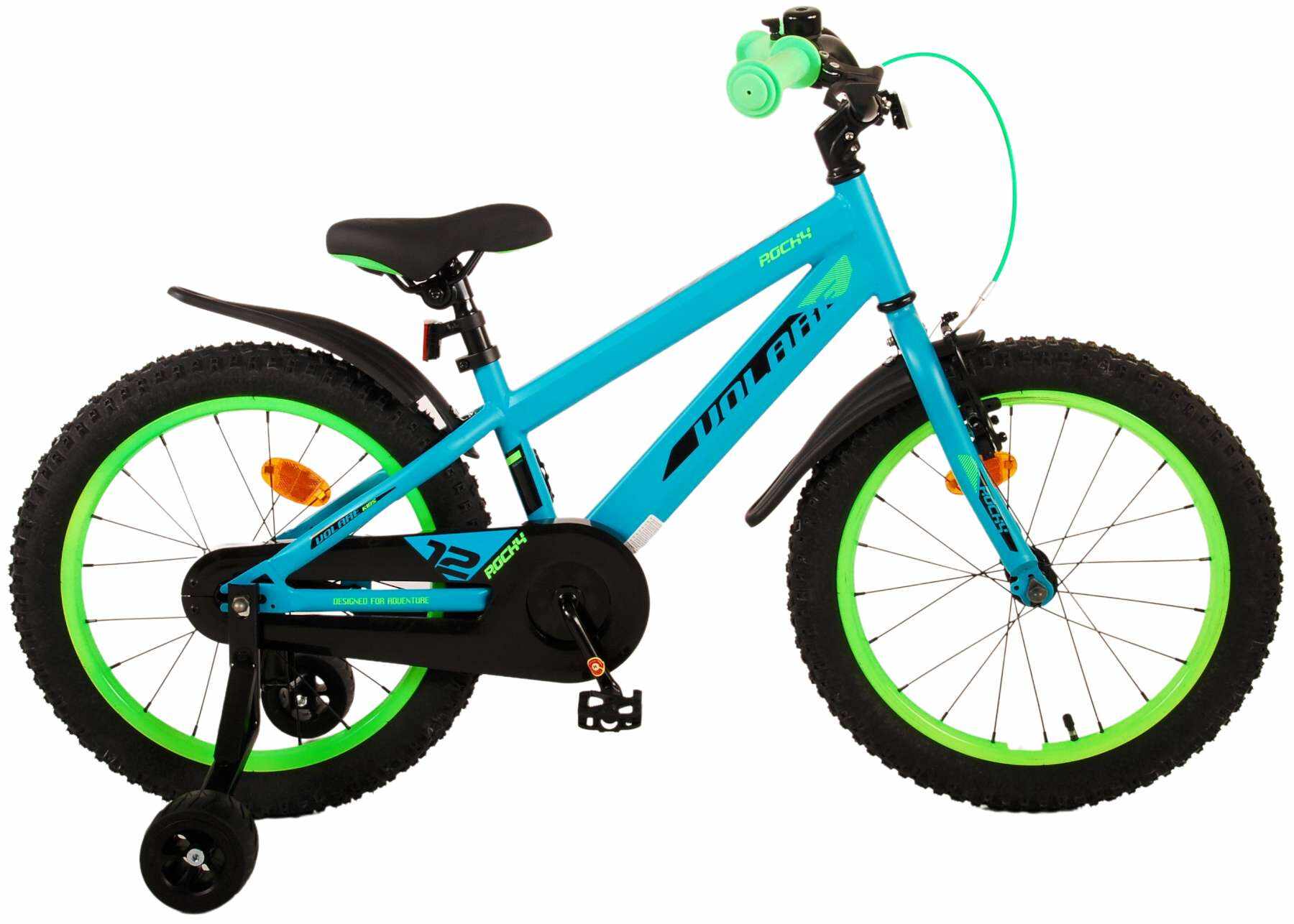 Bicicleta pentru baieti Volare Rocky, 18 inch, culoare verde, frana de mana fata si contra