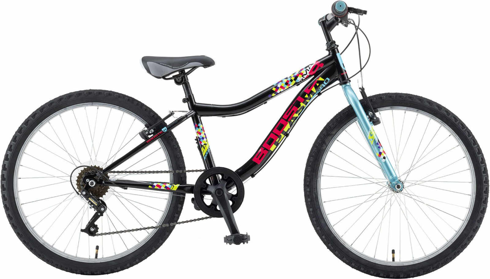 Bicicleta Copii Booster 2023 Plasma - 24 Inch, Negru-Turcoaz