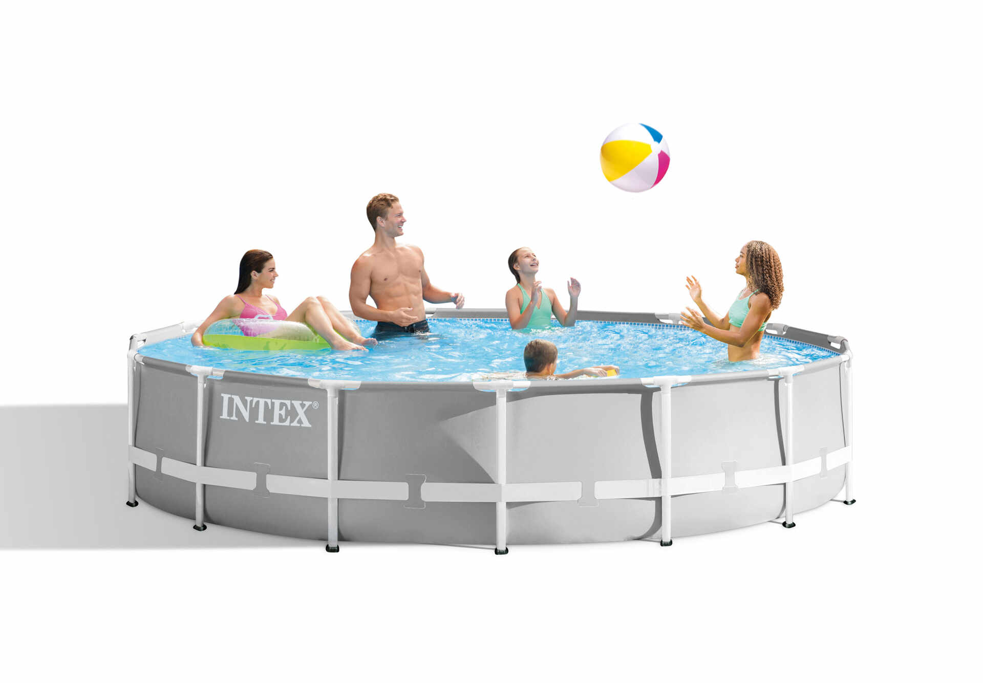 Set piscina cu cadru metal Intex, pompa, scara, covor protectie si prelata incluse, 4.57m x 1.07m, IX26724