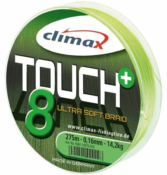 Fir textil Climax Touch 8+, chartreuse fluo, 135m (Diametru fir: 0.10 mm)