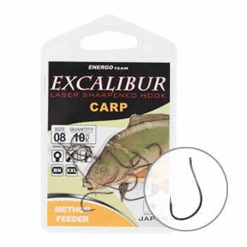 Carlige Excalibur Carp Method Feeder, 10buc (Marime Carlige: Nr. 4)