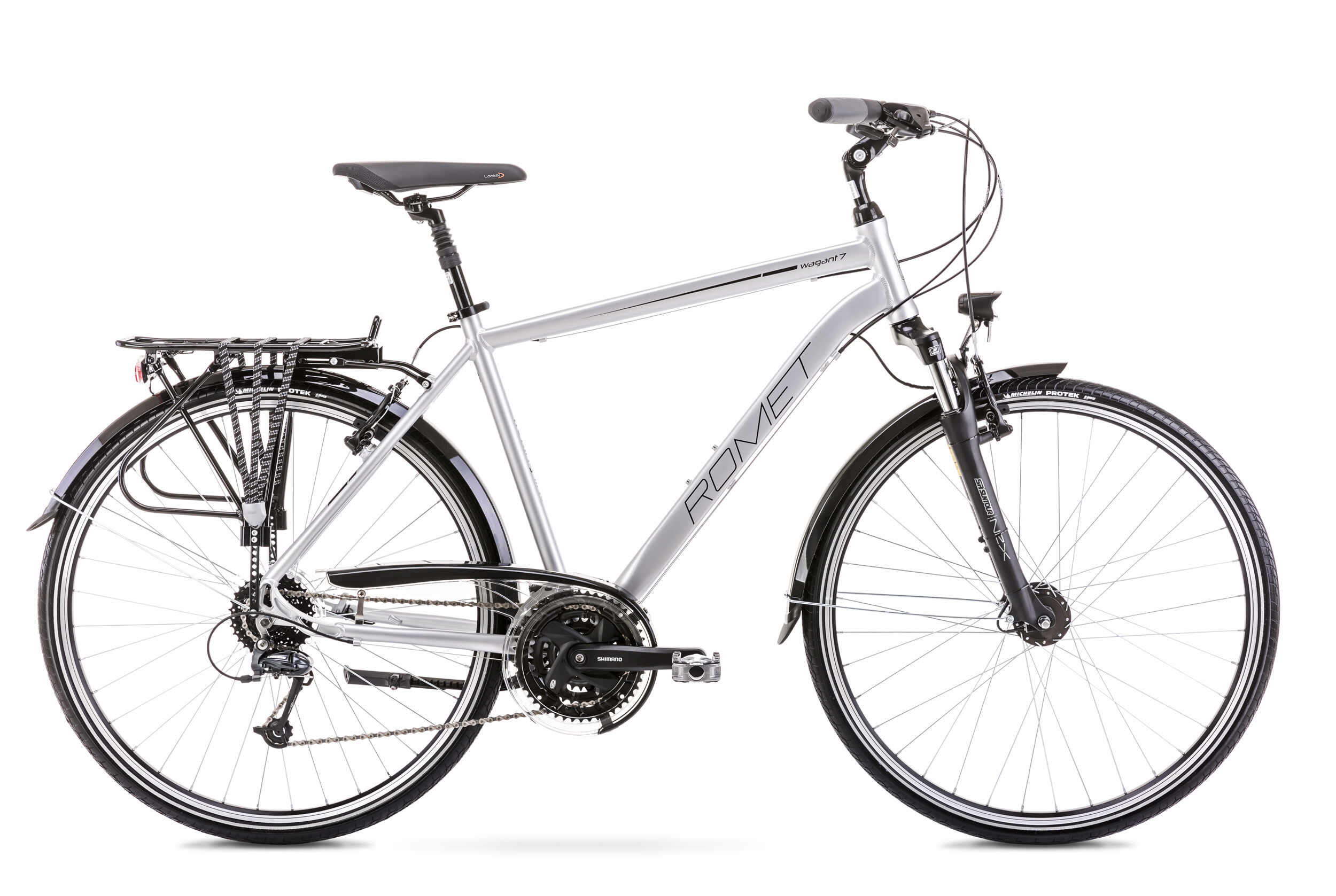 Bicicleta de trekking/oras pentru barbati Romet Wagant 7 Argintiu/Negru 2020