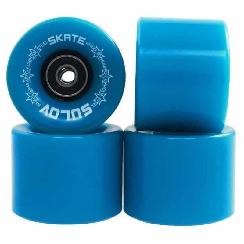 Set 4 roti pentru skateboard DHS, 60 x 45 mm, poliuretan, rulmenti ABEC 7, Albastru