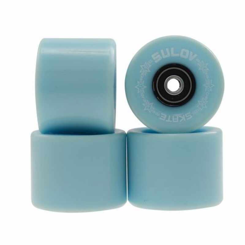 Set 4 roti pentru skateboard DHS, 60 x 45 mm, poliuretan, rulmenti ABEC 7, Albastru deschis