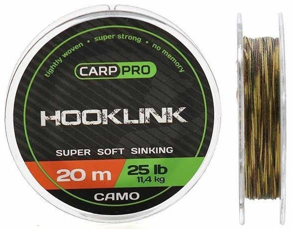 Fir Textil Carp Pro Hooklink Super Soft Sinking, camuflaj, 20m (Rezistenta fir: 15 lbs)