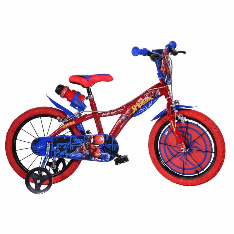 Recreation alloy alignment Bicicleta Dino Bikes, 14 inch, 95-115 cm, roti ajutatoare, maxim 50 kg, 4  ani+, model Spiderman, Albastru/Rosu - 48 produse