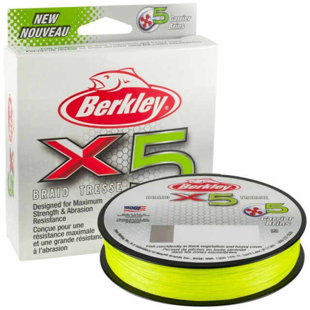 Fir textil Berkley X5 Fluro, verde, 150m (Diametru fir: 0.10 mm)